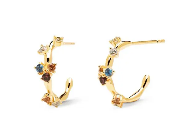 PD Paola Dainty hoops in gold-plated silver with five color zirconias