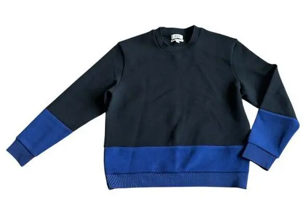 COS Relaxed Fit Pullover Sweater Sweat Shirt Color Block Blue Black Size Small - Image 1