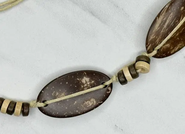 Coconut Shell Beaded Tie Belt Boho Natural Brown Medium (M) ✨