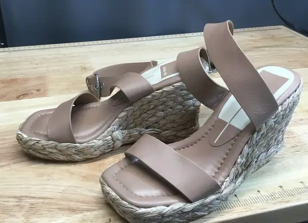 Dolce Vita Aldona Wedge Heel Sandal Women's 5.5 Gray Leather Ankle Buckle Strap