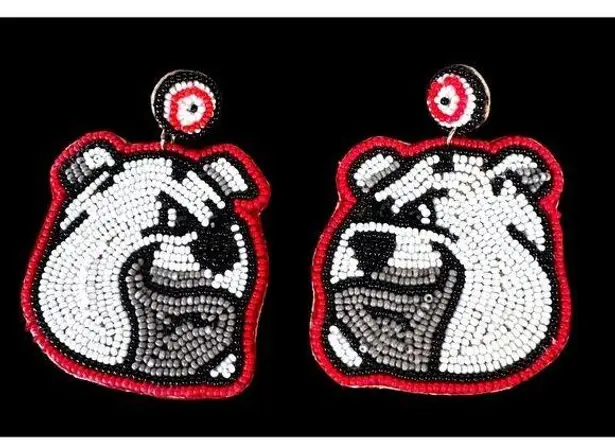 Bulldog Earrings UGA Dawgs University of Georgia Beaded Dangle Post New …