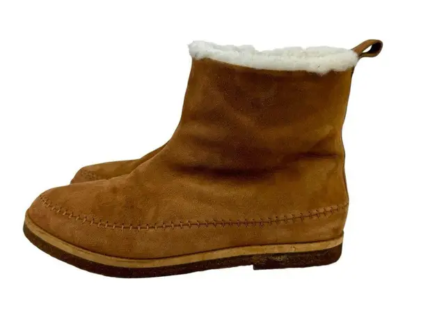 Jenni Kayne Suede Moc Shearling Lined Slip On Ankle Snow Boots Tan Size 39