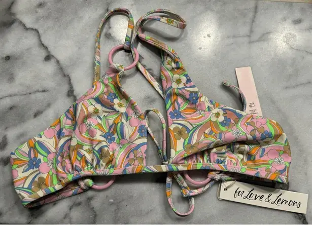 For Love and Lemons Devon Triangle Bikini Top Women's Size Small Pink