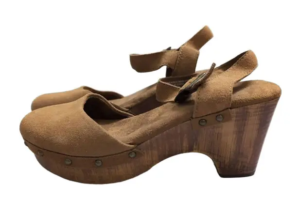 House of Harlow 1960 Cherub Chestnut Tan Ankle Strap Platform Rivet Clogs 8M Brown Size 8