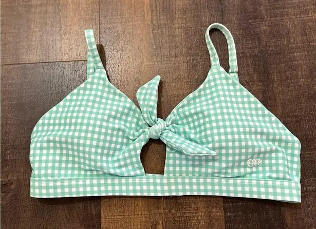 ALBION FIT Mint Checkered/Gingham Tie Bikini Swim Top Size XL