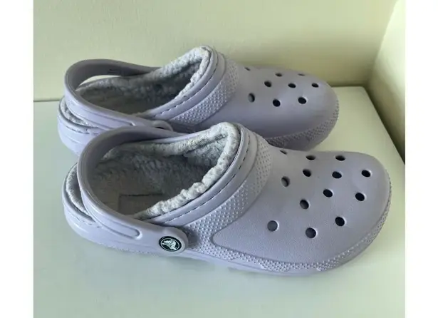 Crocs  Comfort Classic Faux Fur Womens 8 and Men’s 6 Slip On Lined Clogs Lavender - Image 1