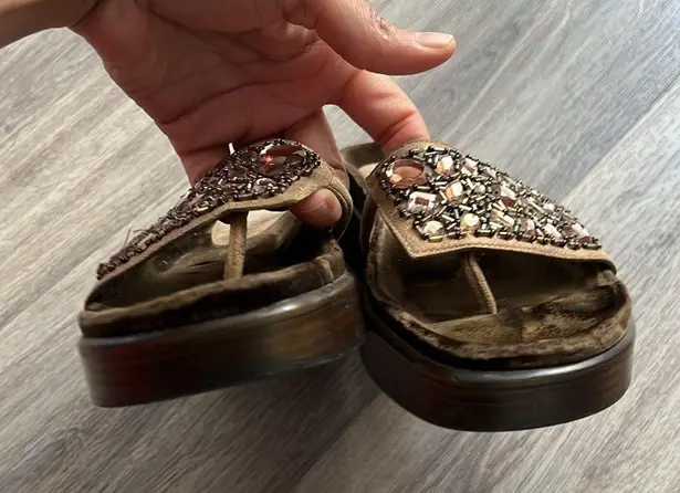 Donald J Pliner Fifi Brown Velvet Bedazzled Platform Slide Women’s Size 9.5