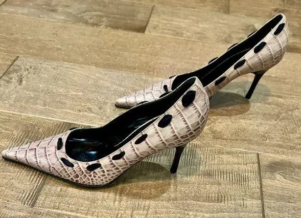 Medici Women’s Animal Print Ribbon Detail Pump Heels Tan Size 40 EUC