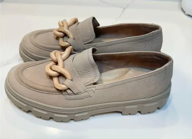 Paul Green Cream Chunky Loafers with Chain Detail