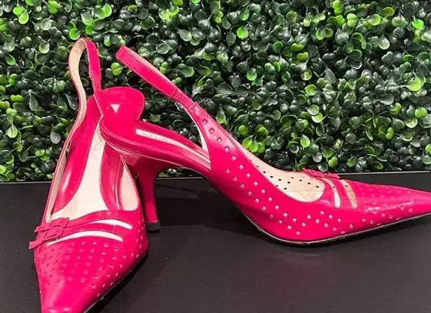 via spiga Pink Slingback Heels with Perforated Design
