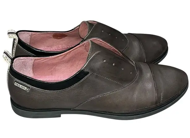 Pikolinos Pyrgos Laceless Leather Oxford Shoes size 40 Gray Brown