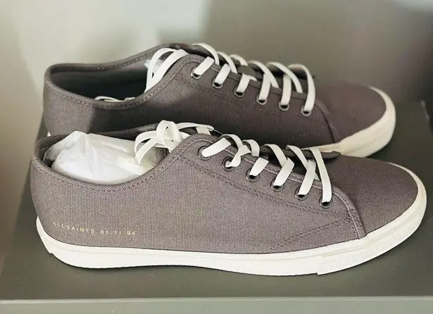 ALL SAINTS Theo Canvas Sneaker Tennis Shoe, Charcoal Gray, Size 10, NWT