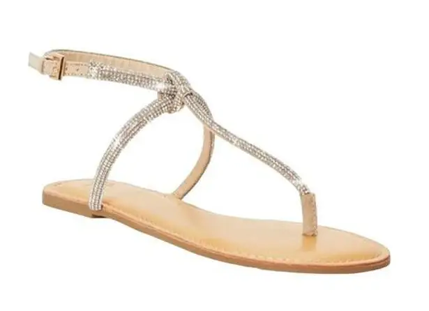 JustFab  Ava Flat Sandal In Silver, Size 8.5