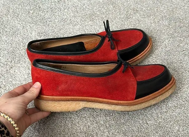 ADIEU LOAFERS SIZE 43. Red and black leather suede