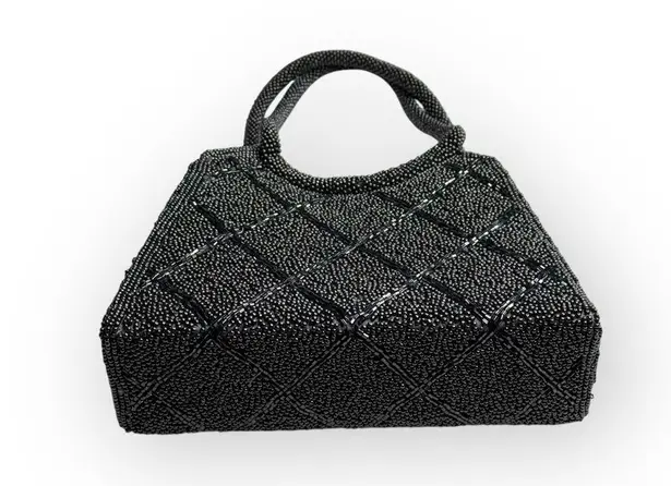 Vintage 50ās: Magid 𣓠Mini Beaded Top Handle Handbag Evening Bag 𣓠Black š£“