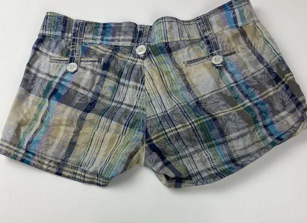 Fragile  Plaid Floral Multi-Color Cuffed Shorts Juniors Size 3