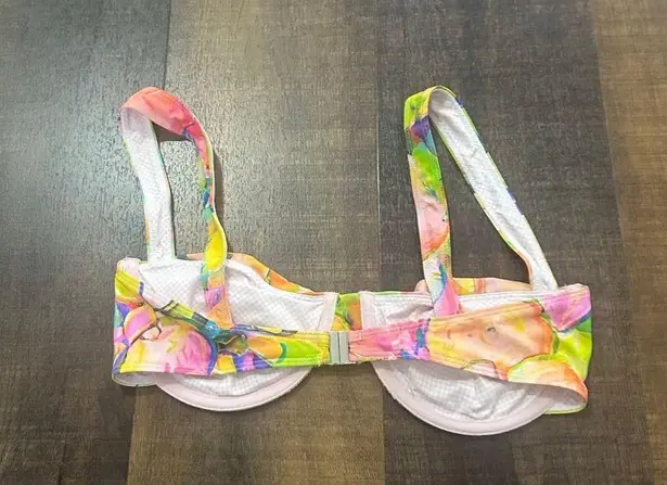 Apres June Celine Ruched Underwire Watercolor Bikini Top Size Large Pink