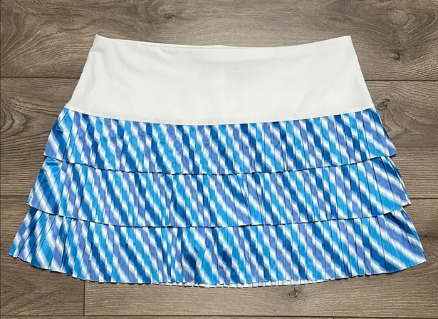 Lucky In Love 15" Pleated Tier Tennis skirt Skort White Blue Size XL