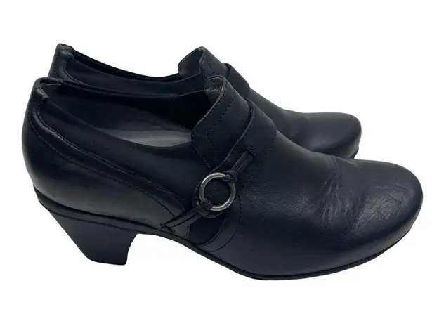 Abeo B.I.O SYSTEM Raine Black Leather Comfortable Mule Clog Heel Shoes Size 7.5