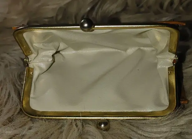 Justin Vintage Leather 4 Inch Wallet Kiss Lock Brass Clasp Embellished Front