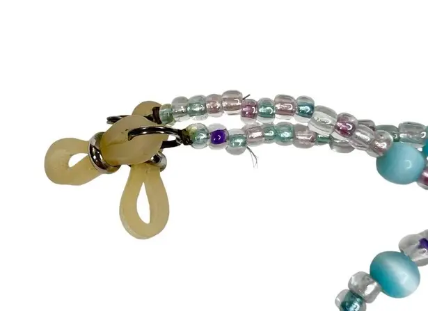 Blue Tiger Eye & Glass Seed Beaded Glasses Chain Holder Purple