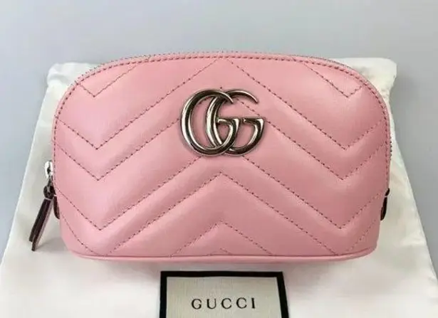 Gucci NWT  Pink GG Marmont Cosmetic Case