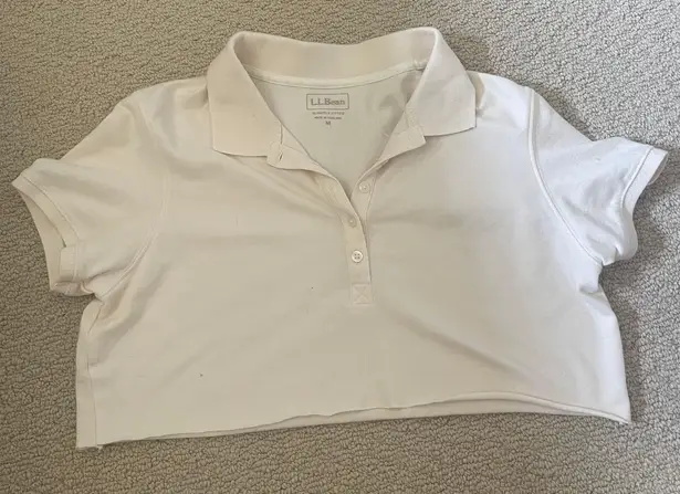 L.L.Bean  cropped collared tee 