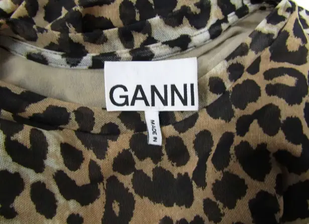 Ganni NWT Ruched Leopard Print Mini Dress Animal Print