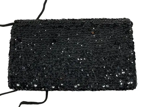 Vintage 90's La Regale Black/Multicolor Sequin Beaded Evening Shoulder Bag Y2K Black