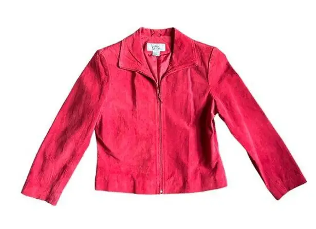 Vintage Andrea Viccaro Womens Small Red Genuine Suede Leather Jacket
