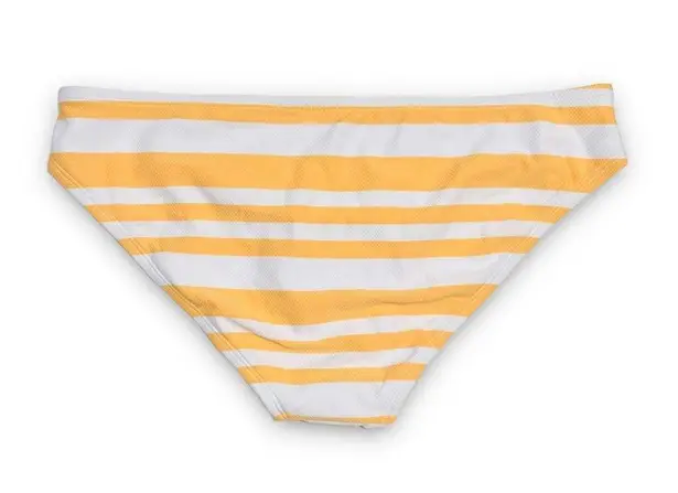 Kona Sol Textured Double Tab High Coverage Bikini Bottom Yellow Stripe NWOT L