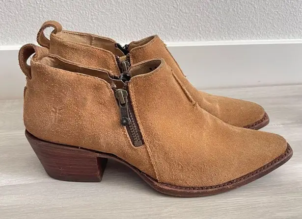 Frye  Satcha Moto Leather Suede Ankle Boots Booties Heeled