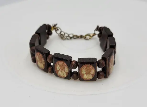 Vintage The Legend of the Dreamcatcher Wooden Native American Tile Bracelet 7"