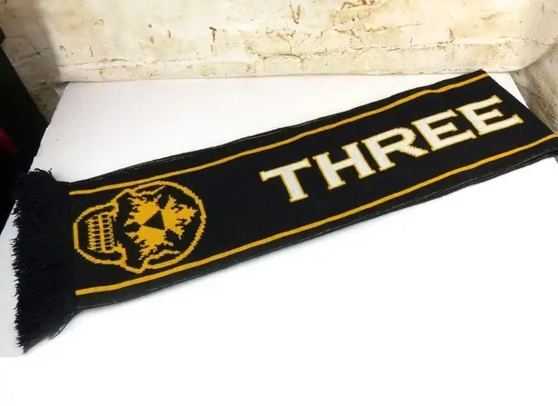 Three Kings Tattoo Skull Brooklyn Skull Scarf Black Orange Knit Fringe Rock Goth