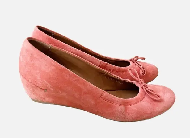 Paul Green Munchen Coral Orange Pink Suede Wedge Sandals Shoes Size US Women’s 7