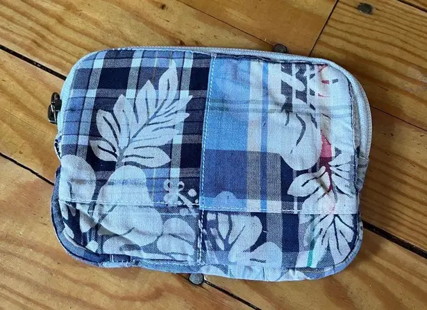 Vintage LL Bean Madras Plaid Blue Hawaiian Floral Wallet