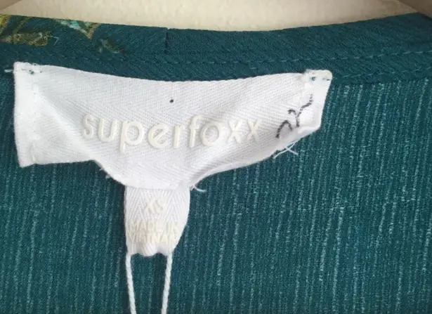 Superfoxx Teal Green Floral V Neck Short Sleeve Asymmetrical Hem Wrap Dress New