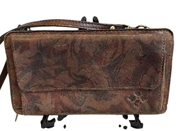 Patricia Nash Napa Etched Floral Collection Wallet Organizer Crossbody