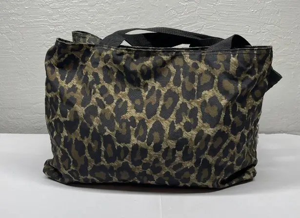 Baggallini  Black Brown Animal Print Large Weekender Shoulder Bag Pockets Travel