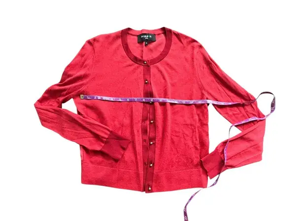 Paule Ka Paris Women's Red Cashmere Blend Knit Cardigan Sweater M Size M