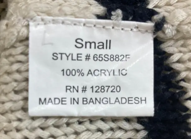 Quinn cream black striped sweater ladies small hi low long sleeve round neck