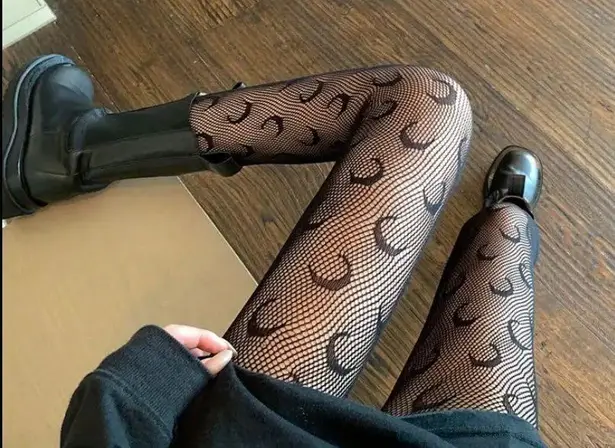 Women’s Sheer Moon Pattern Fishnet Tights High