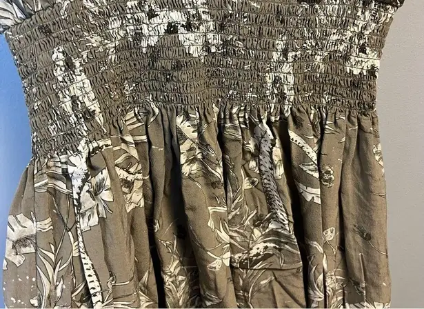 ANINE BING Dress Kaine Mini Dress in Green Tropical Floral Print Sz S GUC