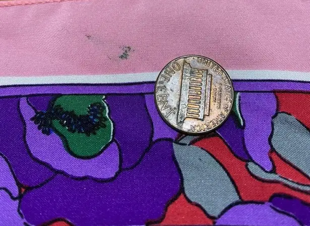 H.I.P. SUNKYUNG SA Floral Vintage Square Scarf Big Bold Purple Flowers Poppies