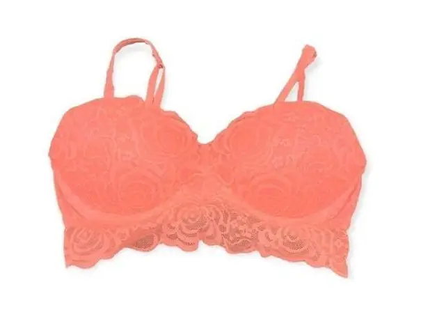 PINK - Victoria's Secret Victoria’s Secret PINK lace push-up bralette hot pink, Small