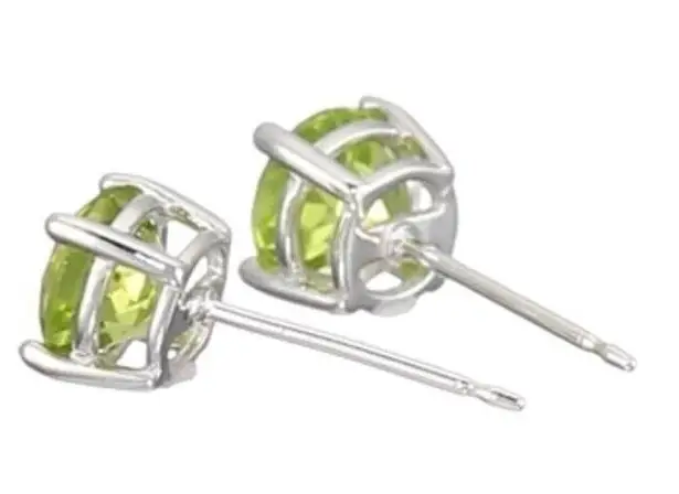 Giani Bernini  CZ 925 Silver STUD EARRINGS 1/4” Green Peridot Birthstone August