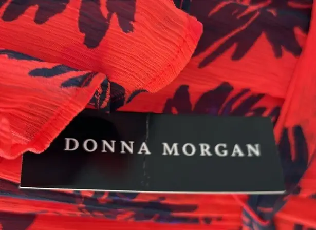 Donna Morgan NWT Belted Trapeze Dress W/Ruffle Cold Shoulder Size 14 Floral