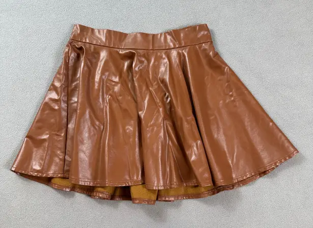 Chocolate USA Faux Leather Mini Skirt Small Brown A Line Back Zipper High Waist
