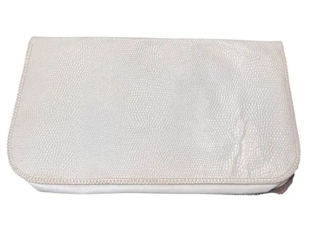 Vintage 1970s Furst & Mooney Snakeskin Clutch Neutral Patchwork Leather Rare Bag Tan