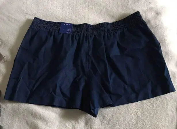 Apt. 9  Women's  Challis Soft Shorts, XXL Blue Pull On Pockets comfy Waist NWT